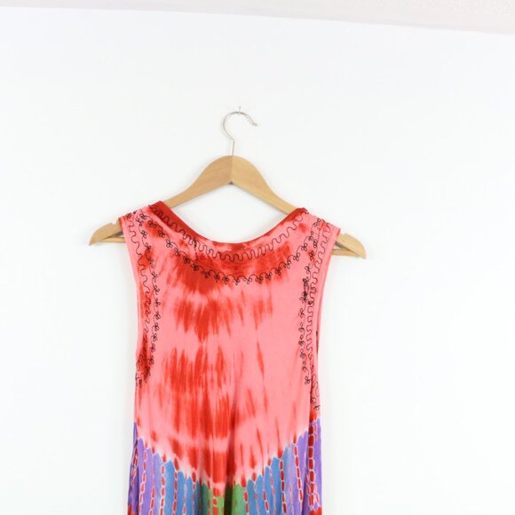 *Flowy Tie-Dye Embroidered Maxi Dress - Picture 6 of 7